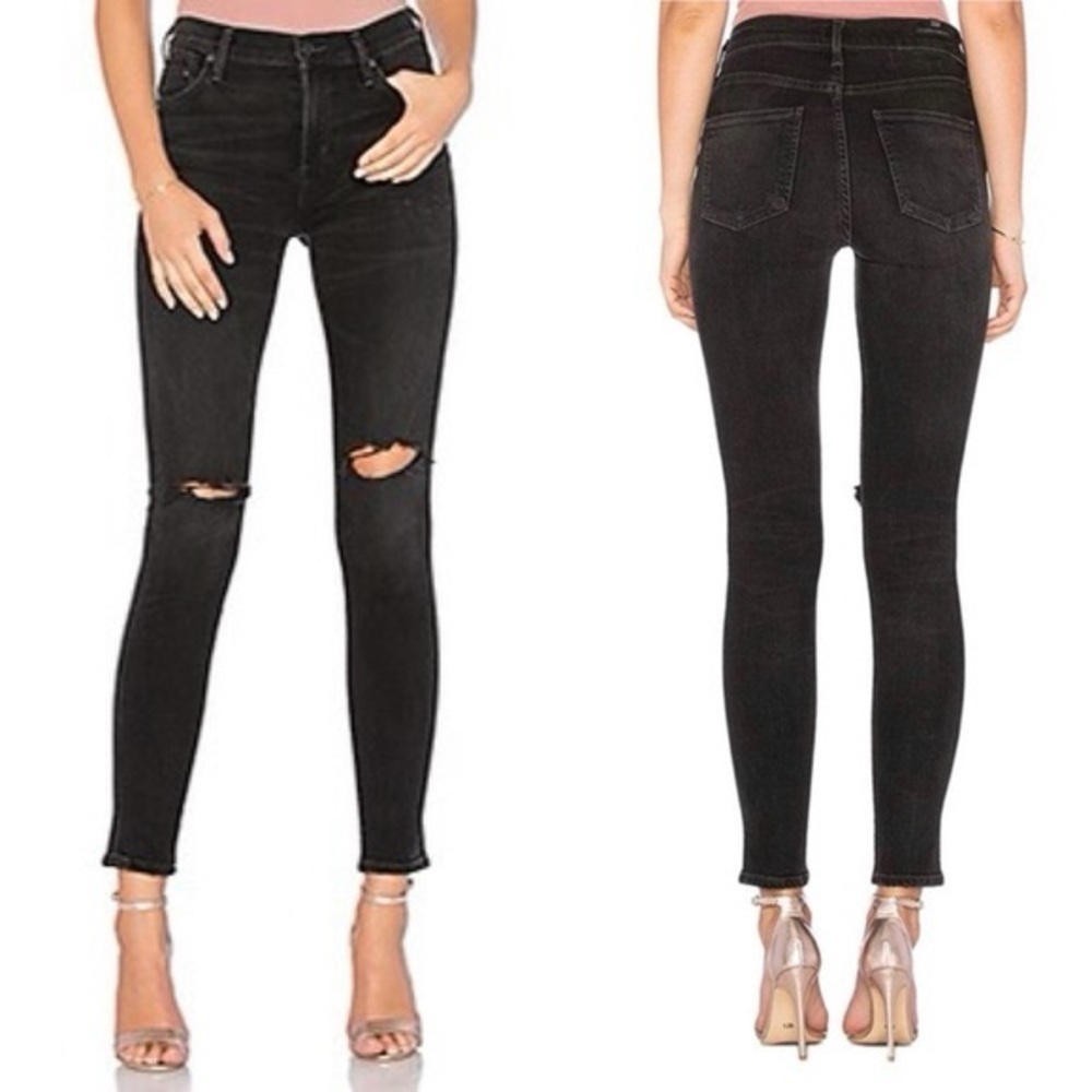 Citizens of Humanity black distressed high rise Rocket skinny jeans - 26 W 30 L - Picture 3 of 7